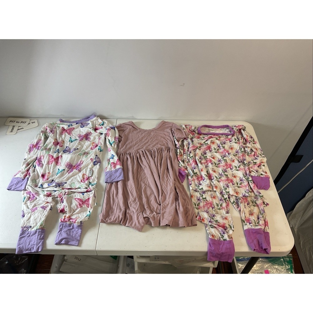 Lot of 5 Pieces 5T Vive and Mack Bamboo Girls Pajama set Floral  Dress butterfly